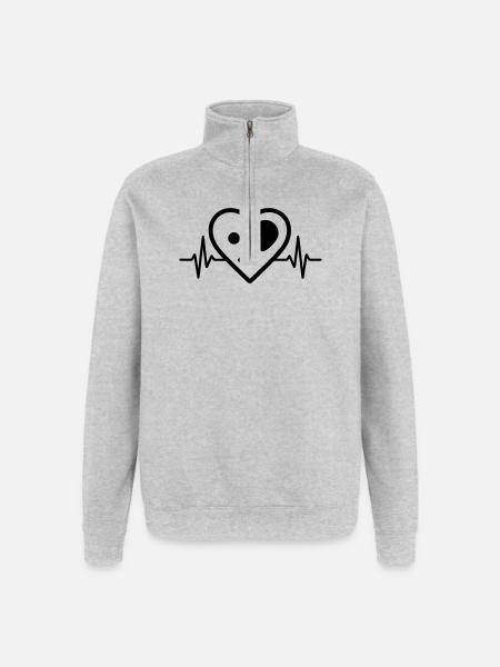 Table tennis heart - Quarter-Zip Sweatshirt - heather grey