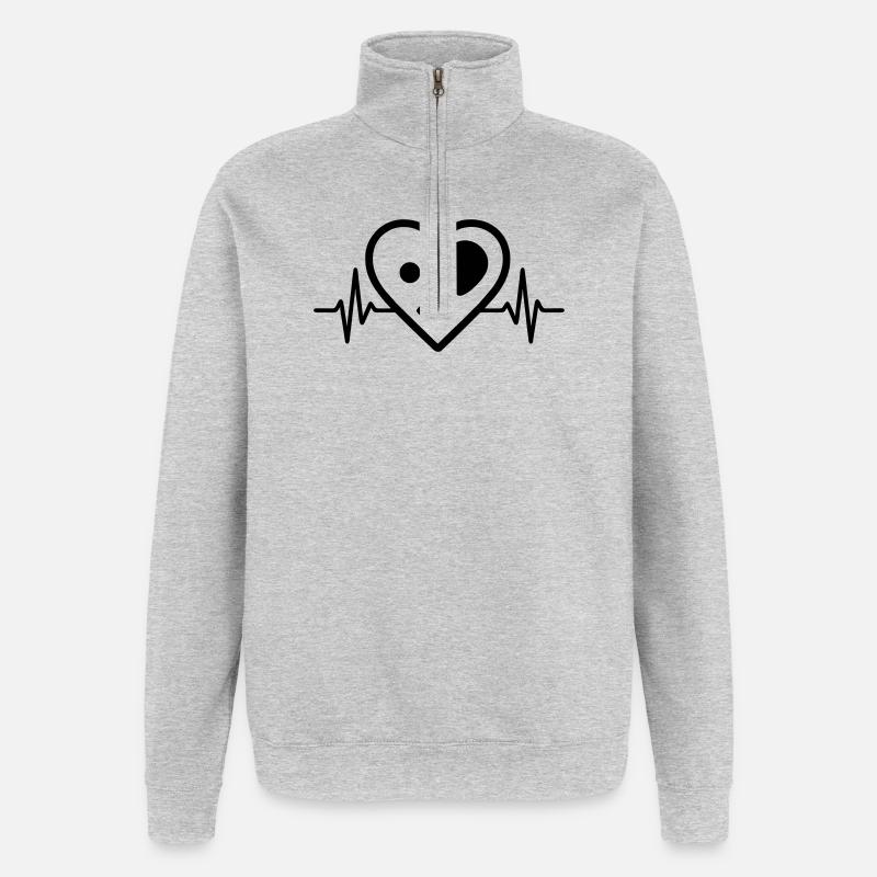 Tischtennis Herz - Quarter-Zip-Sweatshirt - Grau meliert