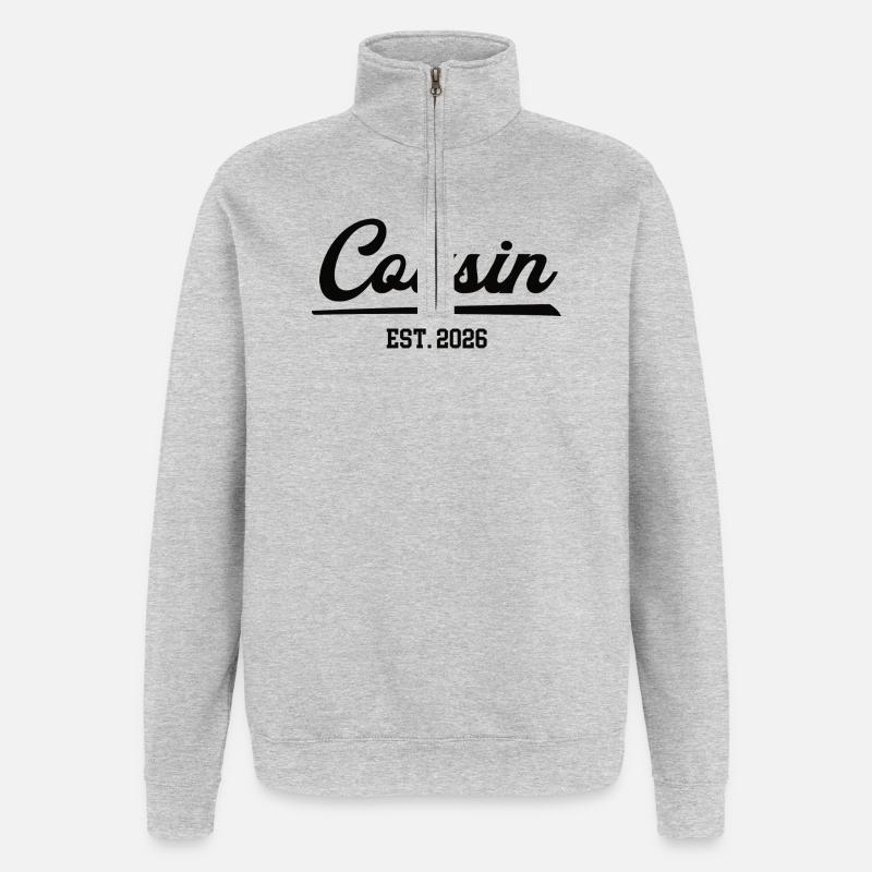 Cousin 2026 Cousins Bébé Grossesse Annoncer - Sweat à zip 1/4 - gris chiné