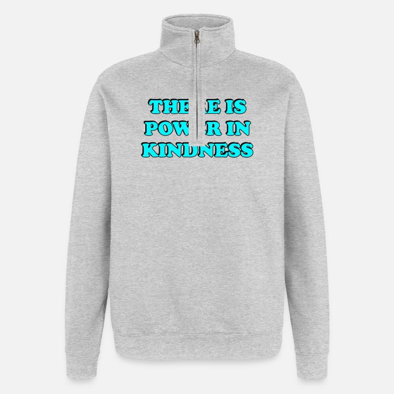 Power in Kindness Retro-Typ - Quarter-Zip-Sweatshirt - Grau meliert