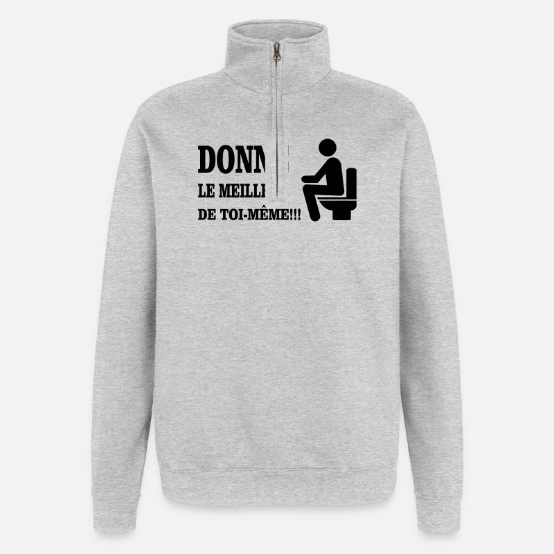 Gib dein Bestes - Quarter-Zip-Sweatshirt - Grau meliert