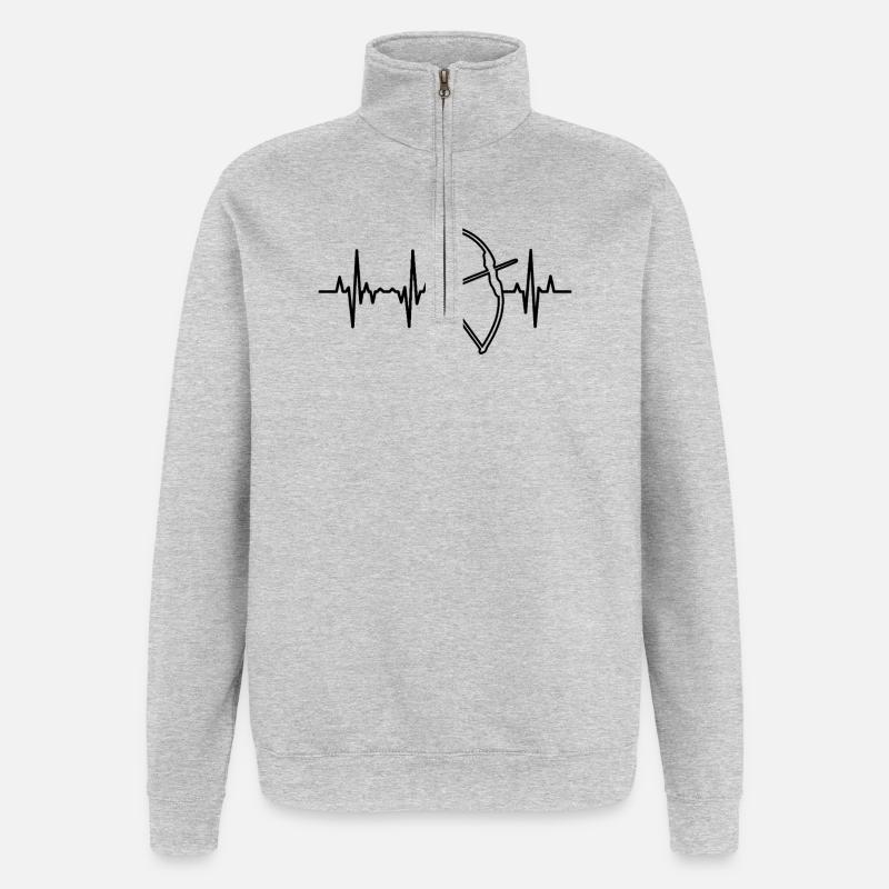 Bue og pil hjerteslag - Sweatshirt med 1/4 lynlås - grå meleret