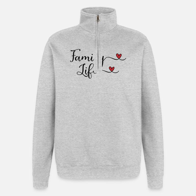 Famille - Sweat à zip 1/4 - gris chiné