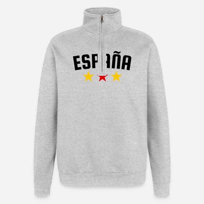 Spanien 3 Sterne Design - Quarter-Zip-Sweatshirt - Grau meliert