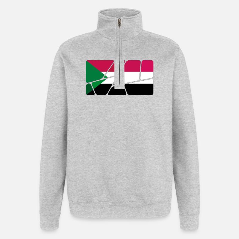 Le Soudan comme drapeau - Sweat à zip 1/4 - gris chiné