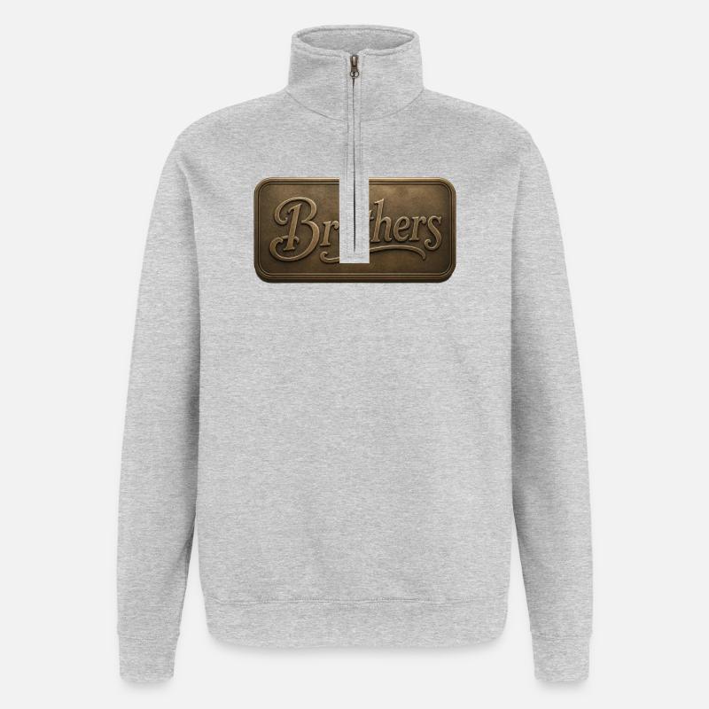 Brüder Bronzerelief Plakette - Quarter-Zip-Sweatshirt - Grau meliert