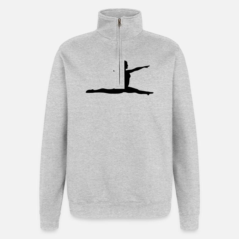 Gymnastik Mädchen - Quarter-Zip-Sweatshirt - Grau meliert