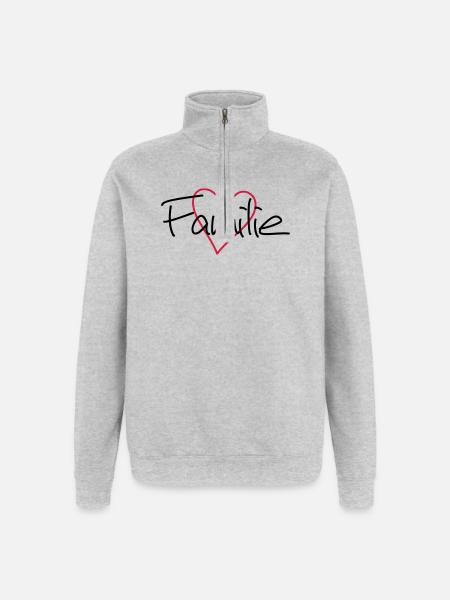 Familie hjerte kærlighed fællesskab samhørighed - Sweatshirt med 1/4 lynlås - grå meleret