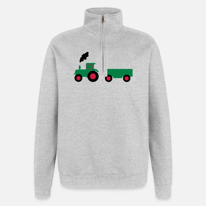 traktor trecker anhaenger - Quarter-Zip-Sweatshirt - Grau meliert