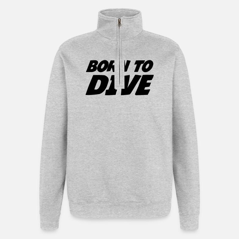 Born to dive - Sweat à zip 1/4 - gris chiné