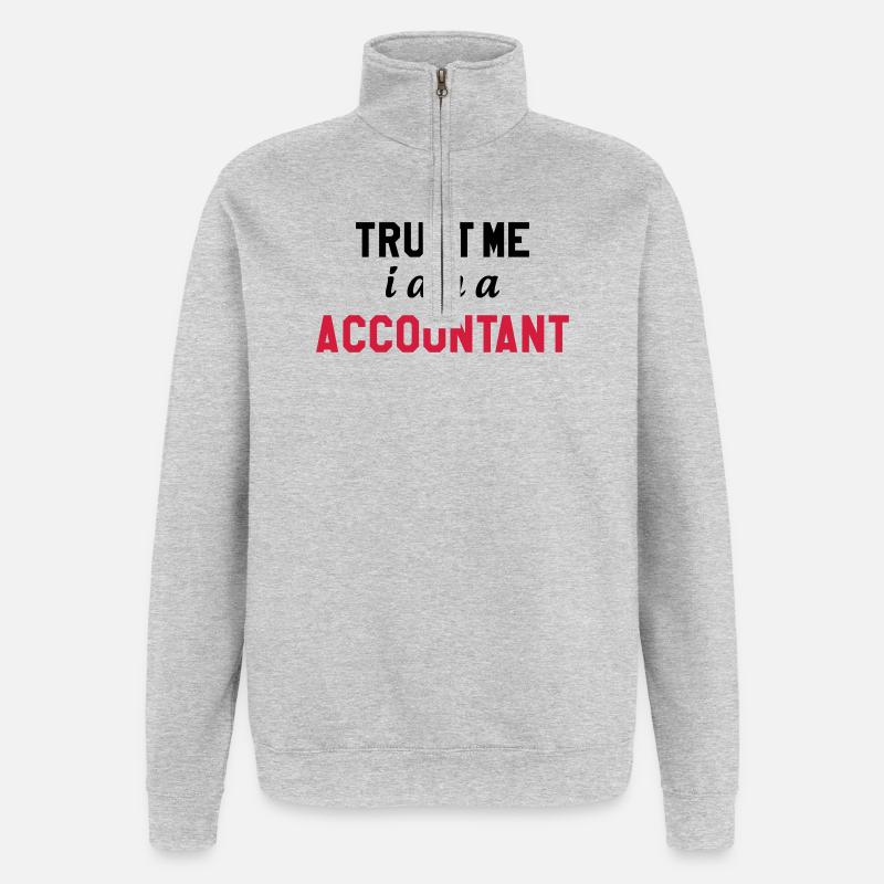 comptable / comptabilité / argent / Finance / Euro - Sweat à zip 1/4 - gris chiné
