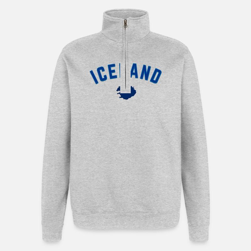Iceland Blue Map Bow Design - Quarter-Zip Sweatshirt - heather grey