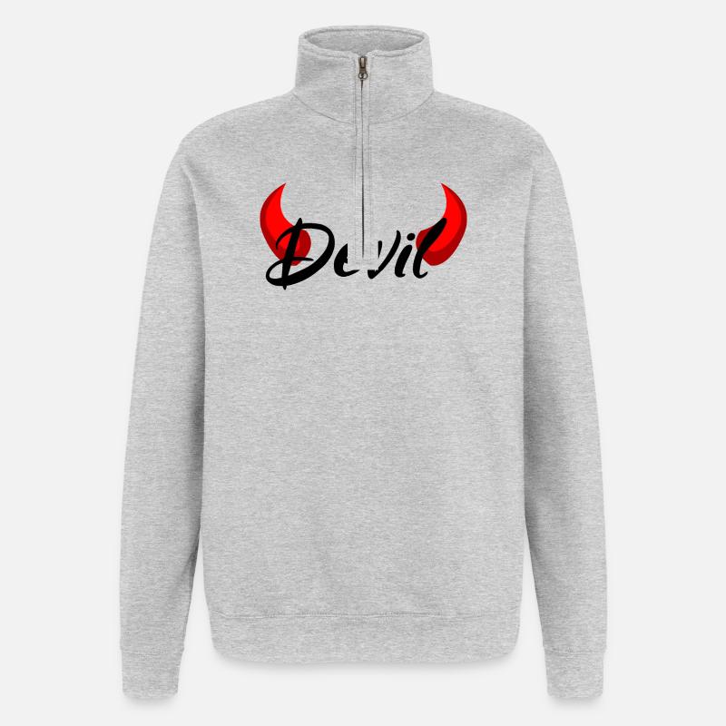 Ich bin ein Teufel - Devil - Quarter-Zip-Sweatshirt - Grau meliert