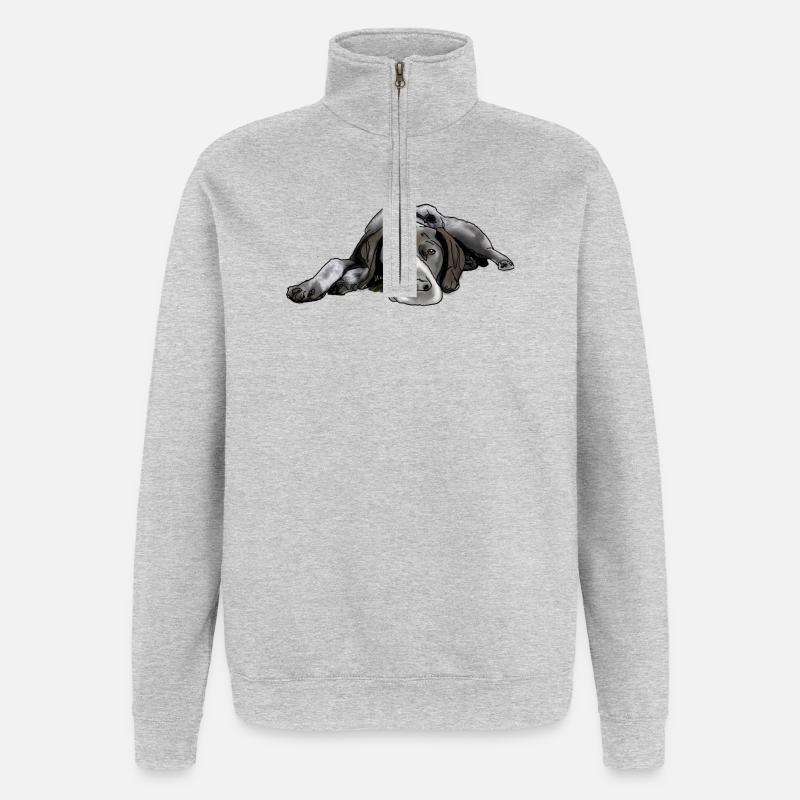 Pointer Deutsch Kurzhaar - Quarter-Zip-Sweatshirt - Grau meliert