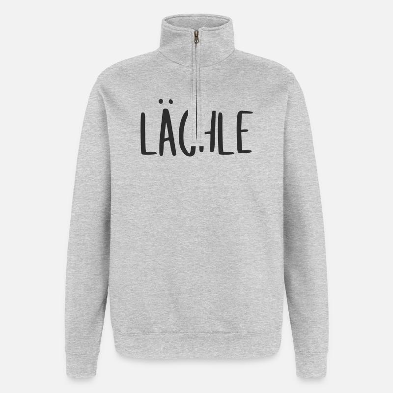 lächle - lachen gute Laune - Quarter-Zip-Sweatshirt - Grau meliert