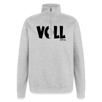 18. Geburtstag - Volljährig - Quarter-Zip-Sweatshirt - Grau meliert - Vorne - AI Model Female 172 light (172cm) & AI Model Male 178 dark (178cm)
