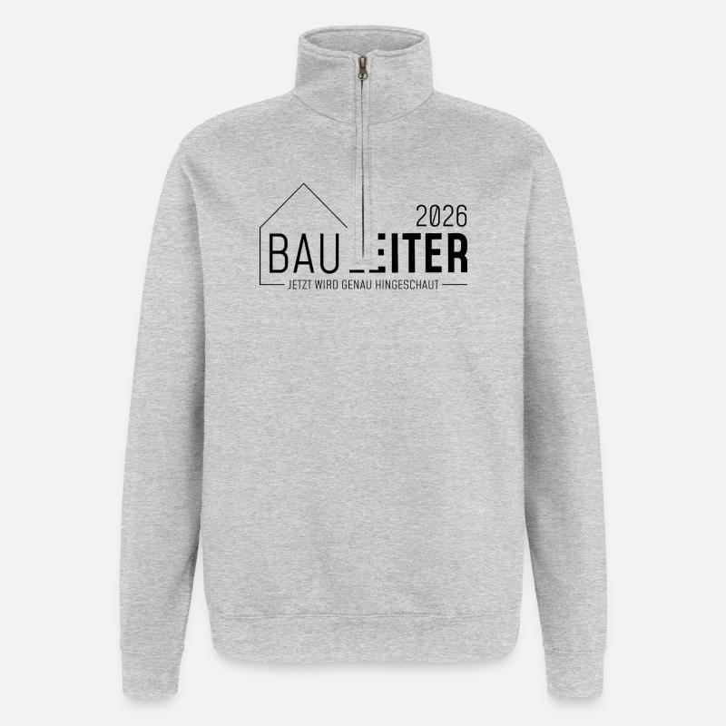 Bauleiterin 2026 - jetzt wird genau hingeschaut - Quarter-Zip-Sweatshirt - Grau meliert