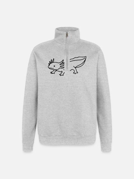 Axolotl Line Drawing | Minimalist amphibian - Quarter-Zip Sweatshirt - heather grey