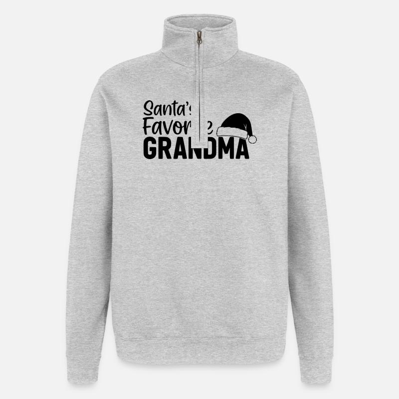 La grand-mère préférée du Père Noël - Sweat à zip 1/4 - gris chiné