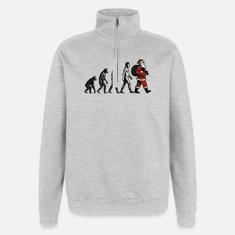 witziges Weihnachtsmann T-Shirt Weihnachtsgeschenk - Quarter-Zip-Sweatshirt - Grau meliert