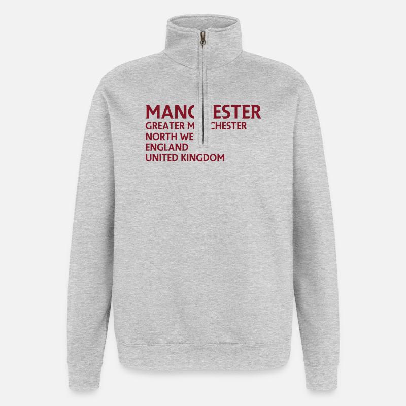 Manchester Name Stack Typography - Quarter-Zip Sweatshirt - heather grey