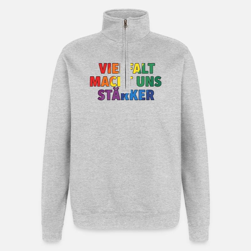 Diversity makes us stronger – Regenbogen Design - Quarter-Zip Sweatshirt - heather grey