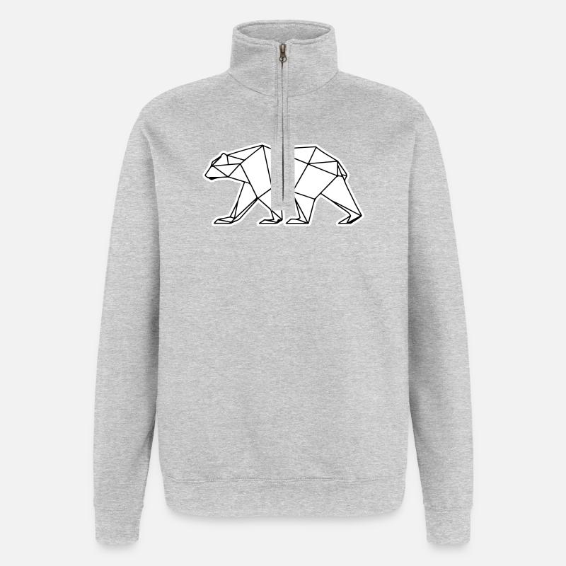 Polar Bär Polygon Eisbär Symbol - Quarter-Zip-Sweatshirt - Grau meliert