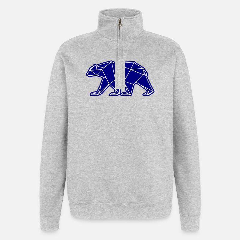 Eisbär Polar Bär Polygon Symbol - Quarter-Zip-Sweatshirt - Grau meliert