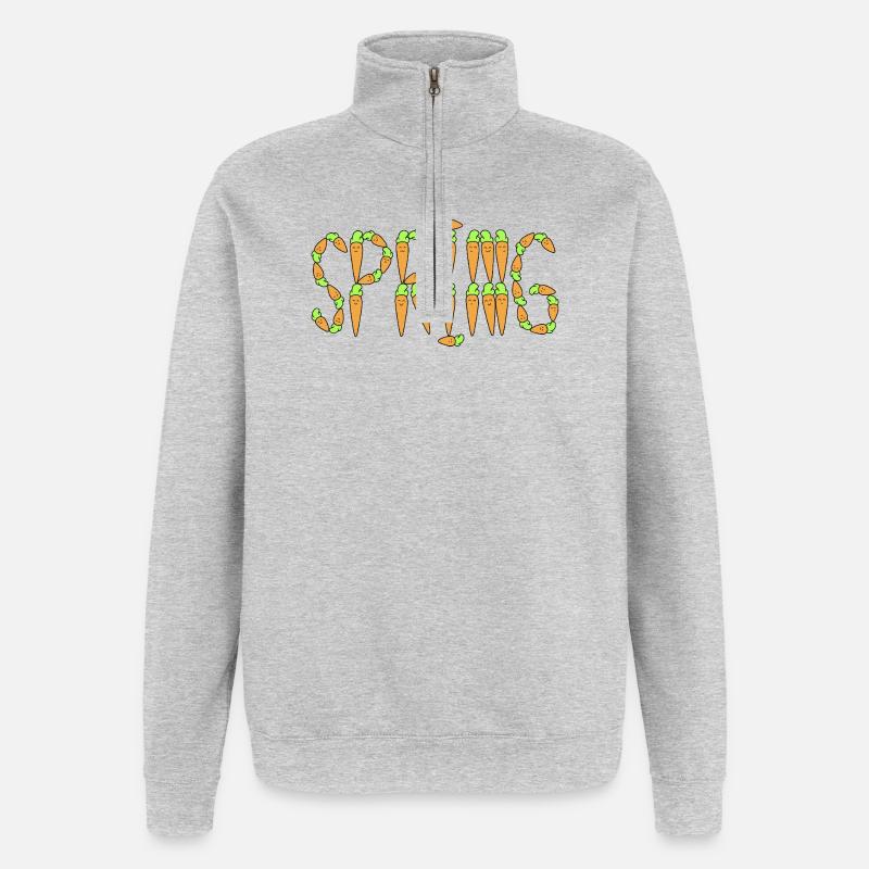 Source de carotte - Sweat à zip 1/4 - gris chiné