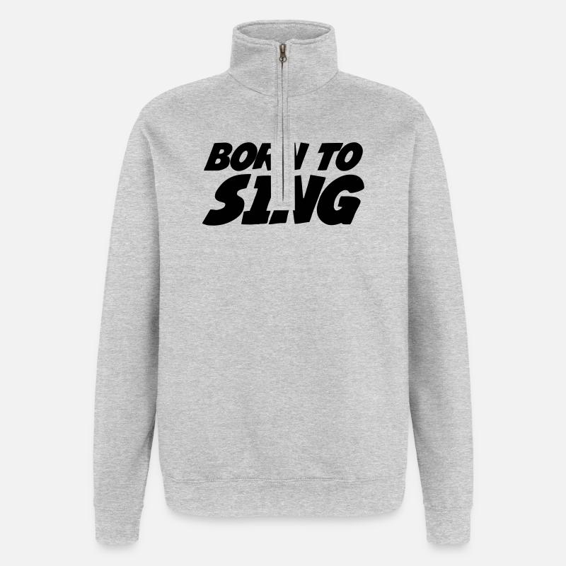 Né pour Chanter - Sweat à zip 1/4 - gris chiné