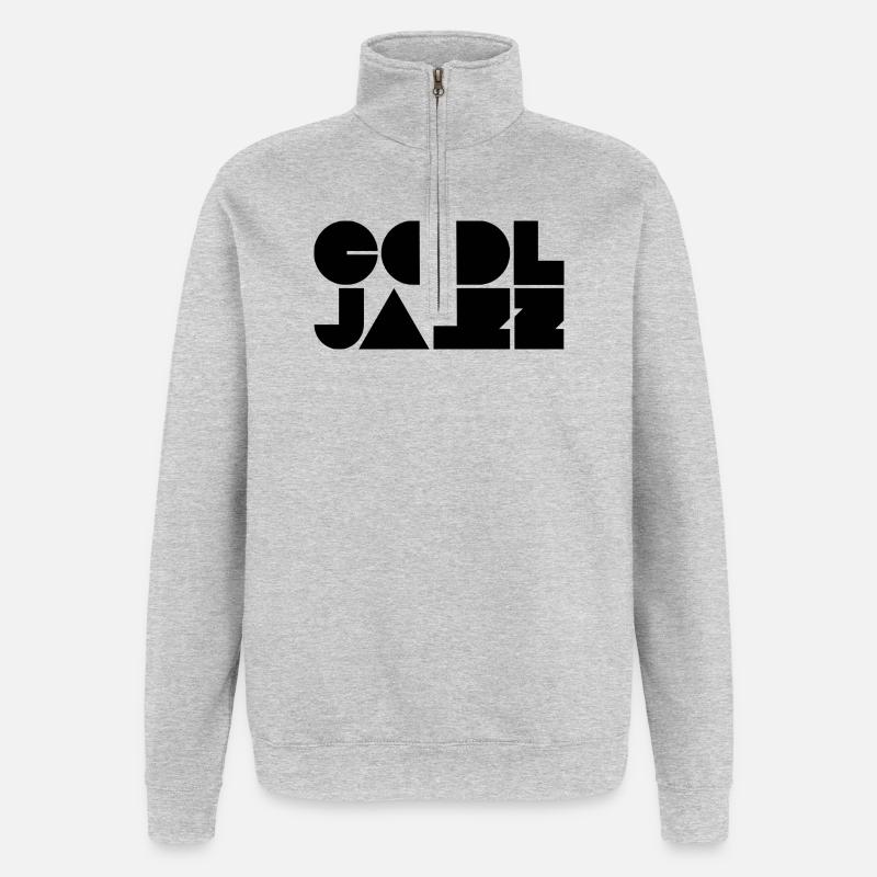 Logo jazz audacieux et cool - Sweat à zip 1/4 - gris chiné