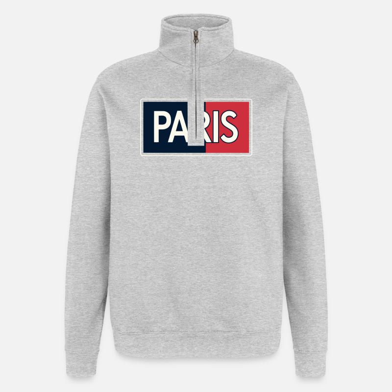 Pariser blaue und rote Blöcke - Quarter-Zip-Sweatshirt - Grau meliert