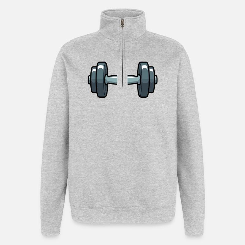 Hantel Comic - Quarter-Zip-Sweatshirt - Grau meliert