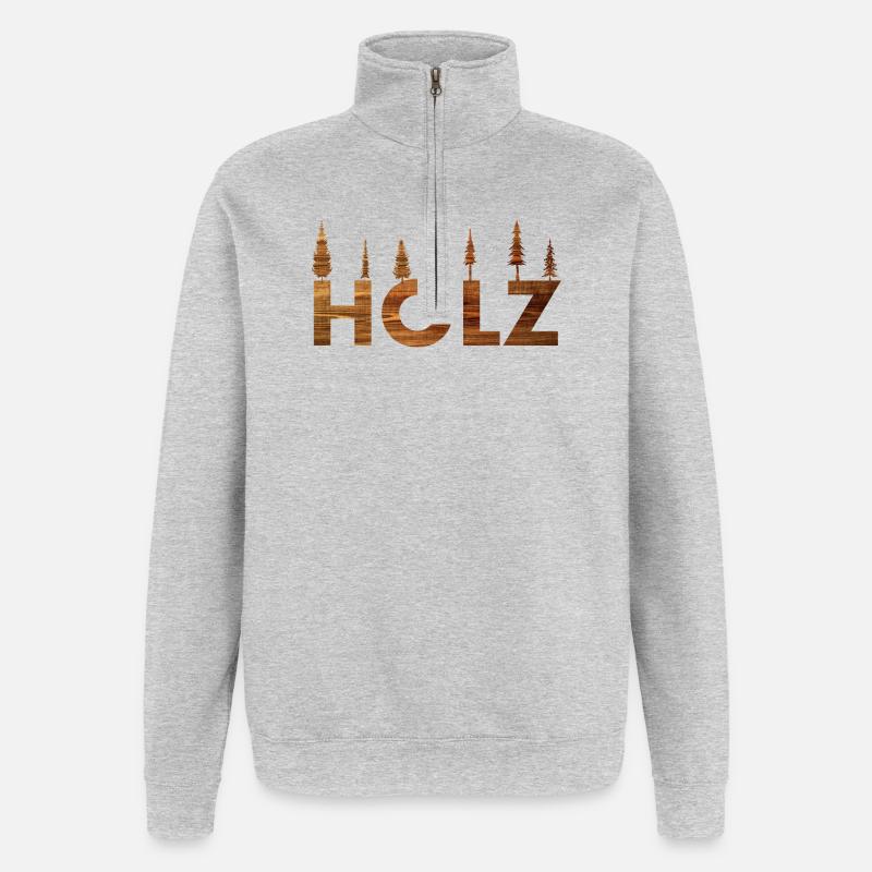 Holz Baum Holzfäller - Quarter-Zip-Sweatshirt - Grau meliert