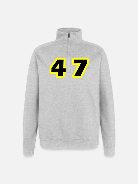 47 Symbole numérique - Sweat à zip 1/4 - gris chiné