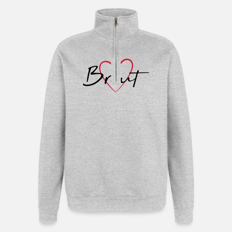 Braut Herz Junggesellinnenabschied - Quarter-Zip-Sweatshirt - Grau meliert