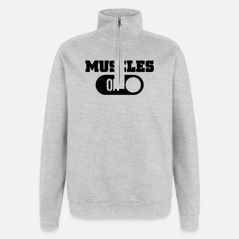 Muskeln - Quarter-Zip-Sweatshirt - Grau meliert