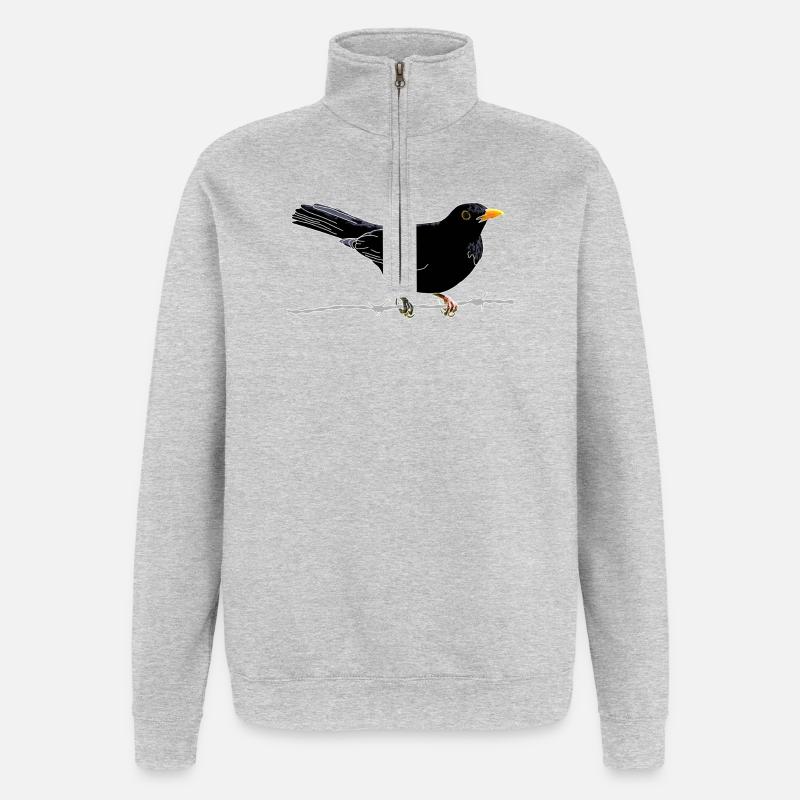 Blackbird on barbed wire - Quarter-Zip Sweatshirt - heather grey