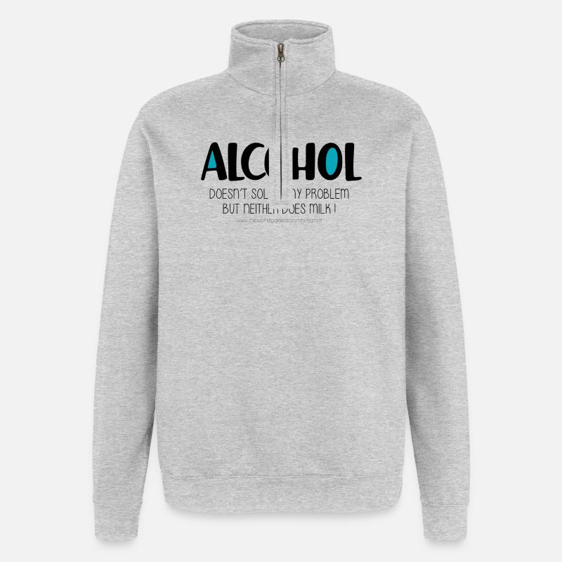 Alkohol - Quarter-Zip-Sweatshirt - Grau meliert
