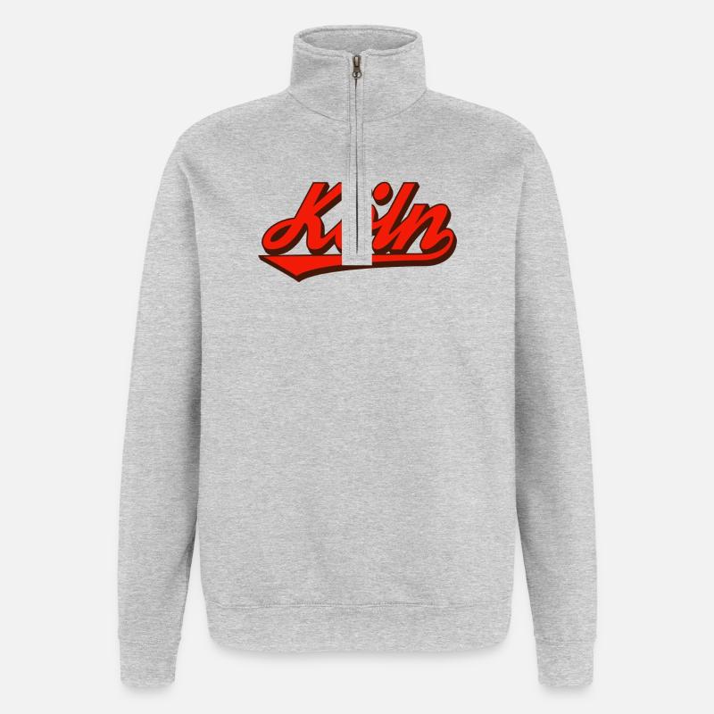 Cologne Retro Script Logo Red - Quarter-Zip Sweatshirt - heather grey