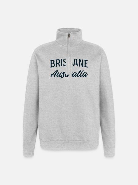 Brisbane Australia Script - Quarter-Zip Sweatshirt - heather grey