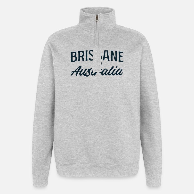 Brisbane Australie Script - Sweat à zip 1/4 - gris chiné