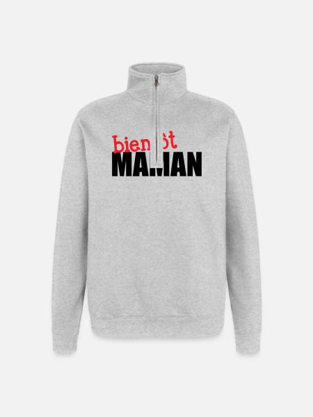 bientôt Maman ! Cadeau de grossesse - Sweat à zip 1/4 - gris chiné
