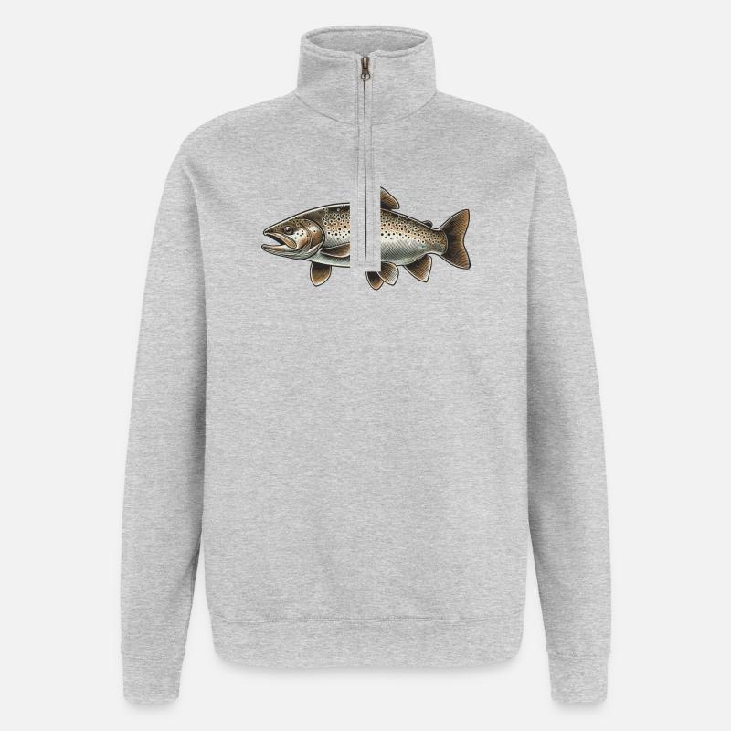 Truite - Sweat à zip 1/4 - gris chiné