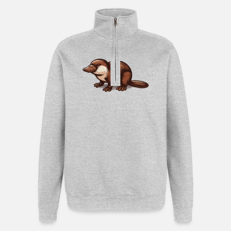 Ornithorynque - Sweat à zip 1/4 - gris chiné