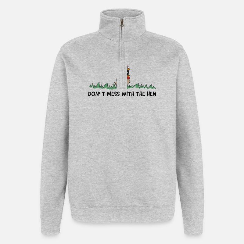 dont mess with the hen chicken - Quarter-Zip-Sweatshirt - Grau meliert