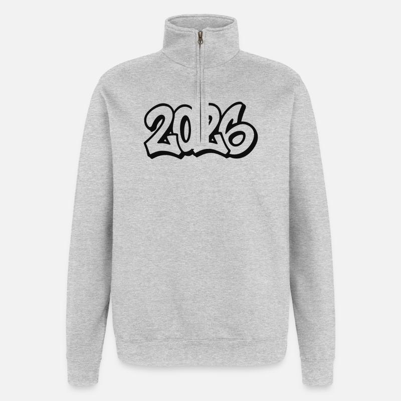 Année 2026 Conception de graffitis - Sweat à zip 1/4 - gris chiné