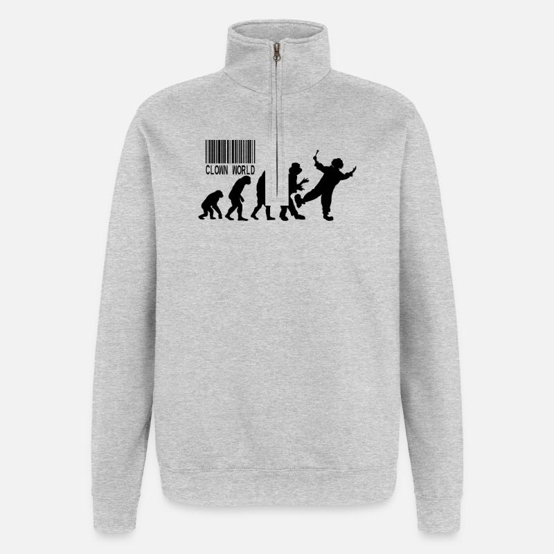 Parodie de Clown World Evolution - Sweat à zip 1/4 - gris chiné