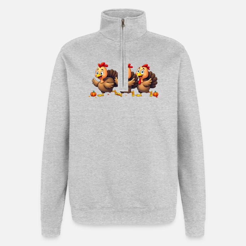 Bébé dinde de Thanksgiving - Sweat à zip 1/4 - gris chiné