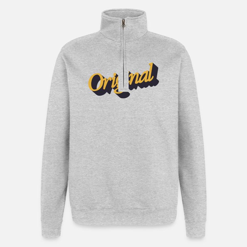 Original bogstav - Sweatshirt med 1/4 lynlås - grå meleret